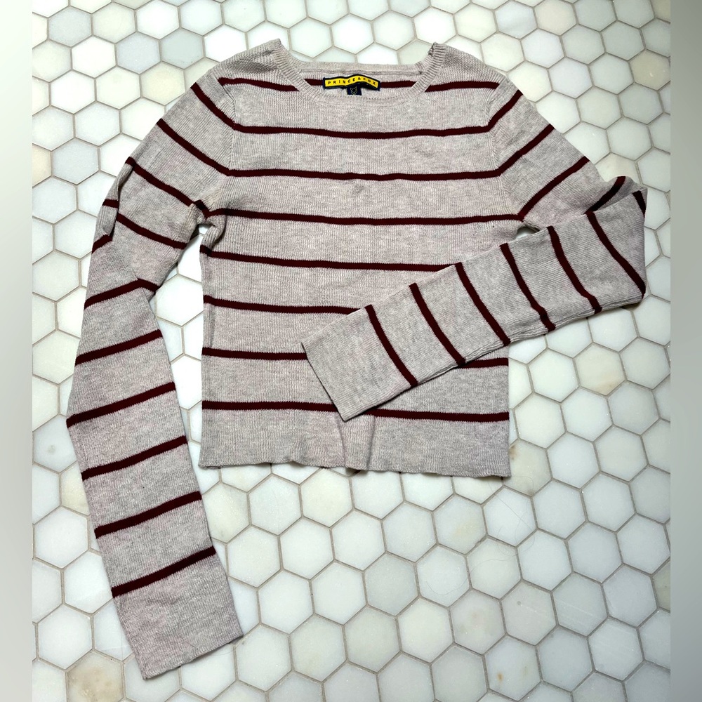 Size medium cream and red striped sweater